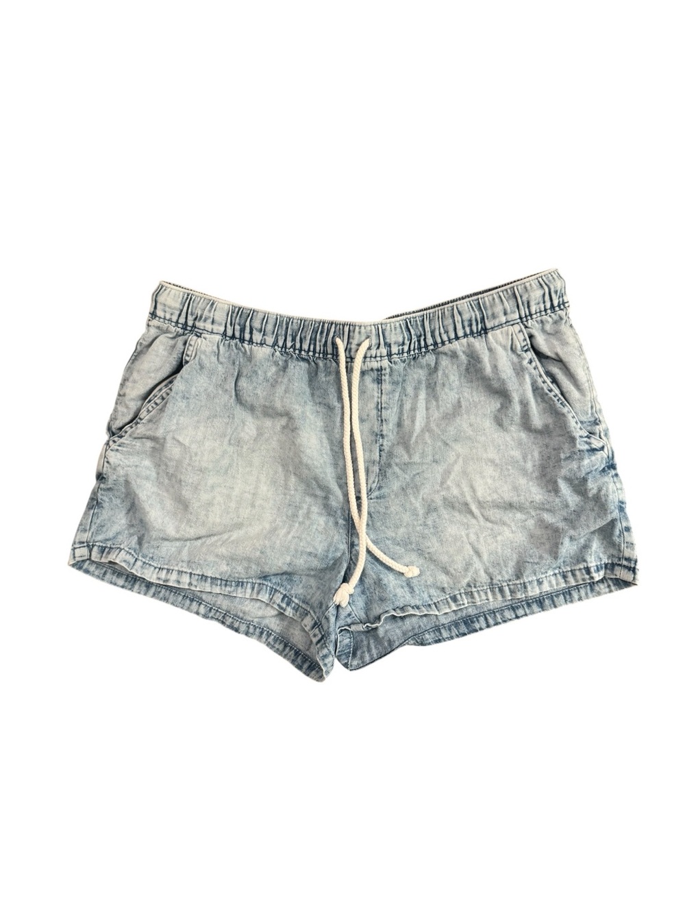 aerie Light Blue Elastic Waist Denim Shorts